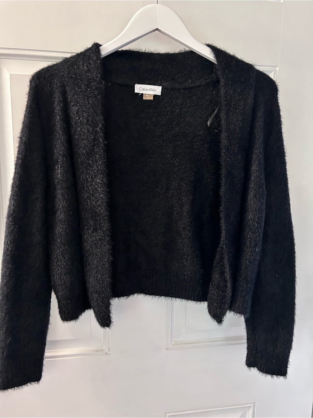 Calvin Klein Black Fuzzy Open-Front Cardigan